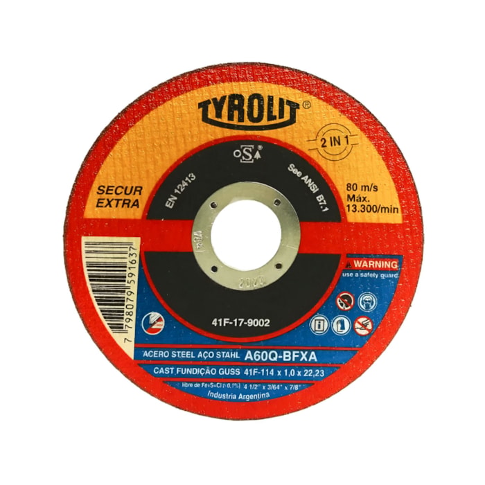 DISCO DE CORTE TYROLIT 4.1/2 - A60QBFXA