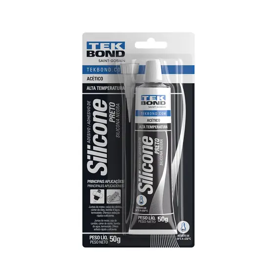 SILICONE ALTA TEMP TEKBOND 50GR PRETO