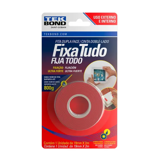FITA DUPLA FACE TEKBOND FIXA TUDO 19MM X 2 MTS