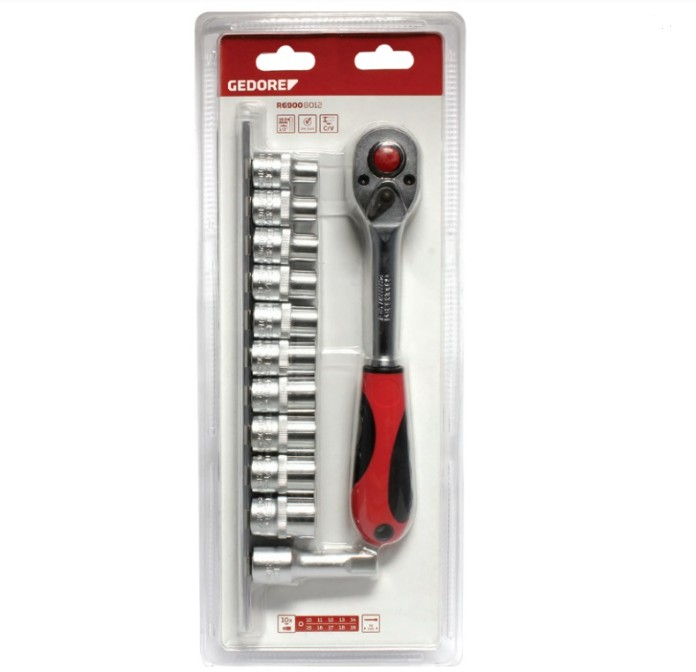JOGO SOQUETE 1/2 SEXT 10 A 19MM 12PCS GEDORE RED