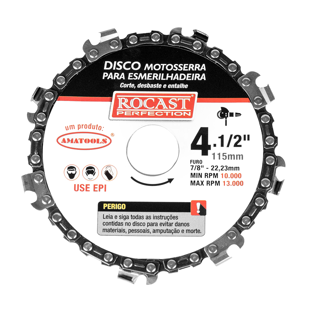 DISCO MOTOSSERRA P/ESMERILHADEIRA 115MM X 22MM - ROCAST