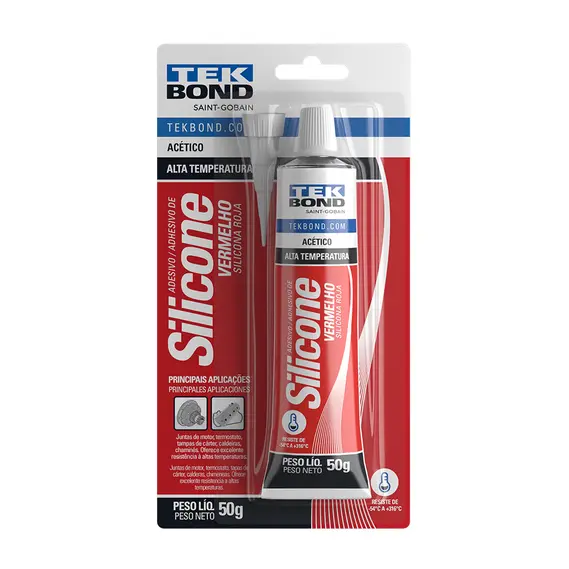 SILICONE ALTA TEMP TEKBOND 50GR VERMELHO