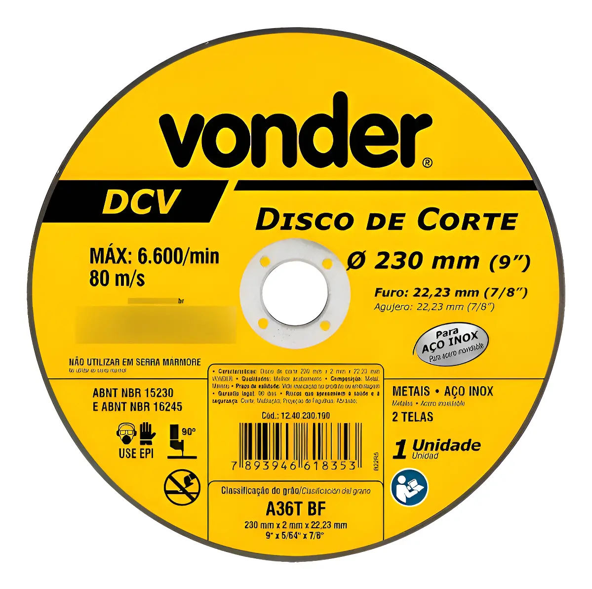 DISCO DE CORTE 4.1/2 X 1,6 - VONDER